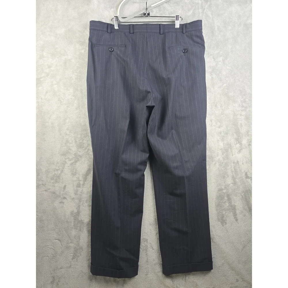 Brooks Brothers 346 Stretch Suit Mens 45R 38x31 Dark Gray Pinstripe Wool Vintage